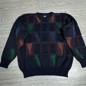 Vintage 90s Gant Rugger Sweater Mens Sz Large Heavy Knit Abstract